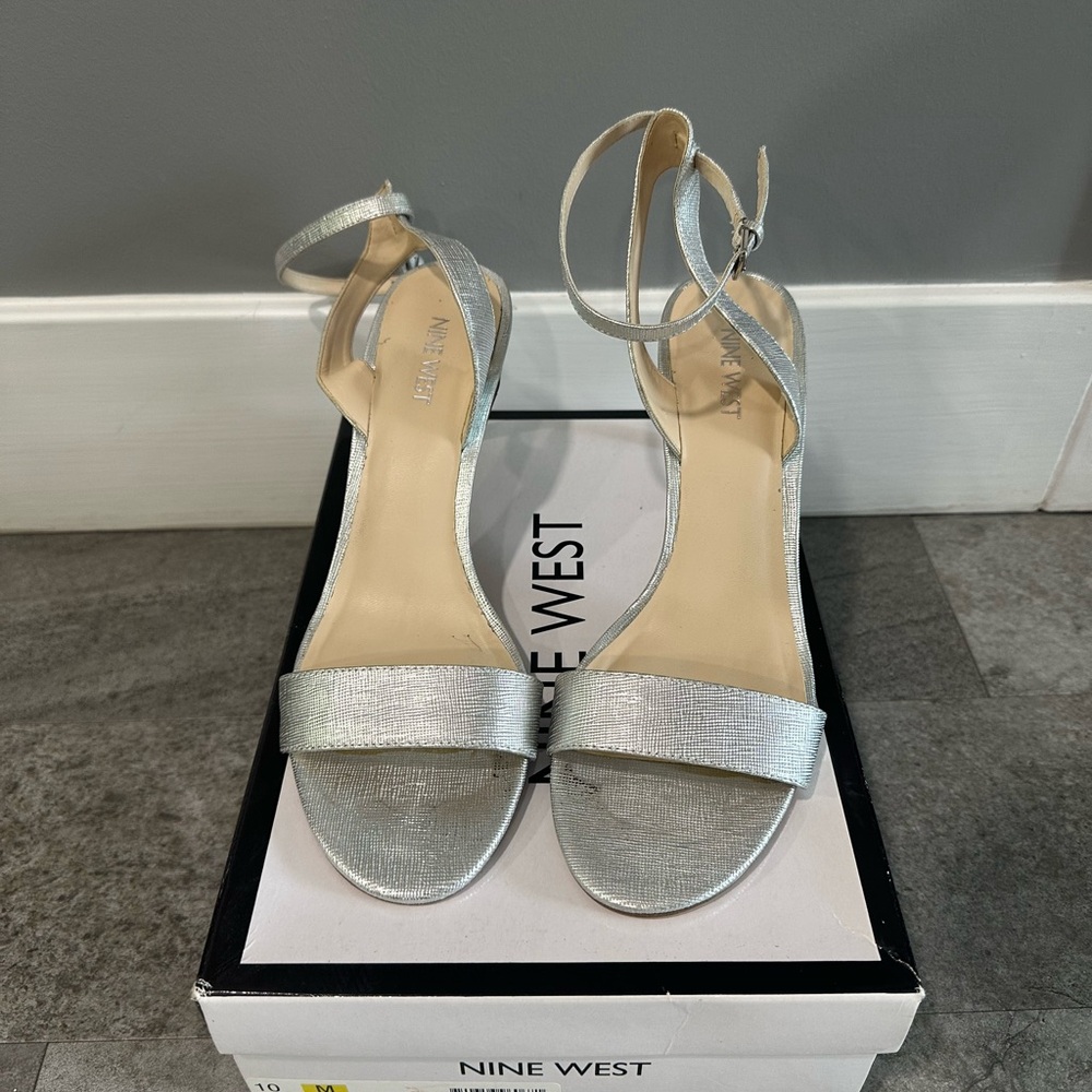 Nine West Silver Metallic Heels with Stiletto